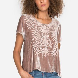 JOHNNY WAS SASKIA FLUTTER SLEEVE VELVET TOP